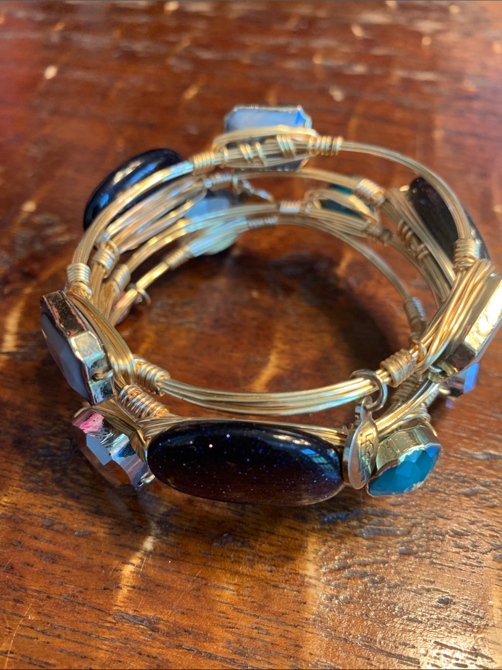 Set of 4 Bourbon and Bowties bangle bracelets